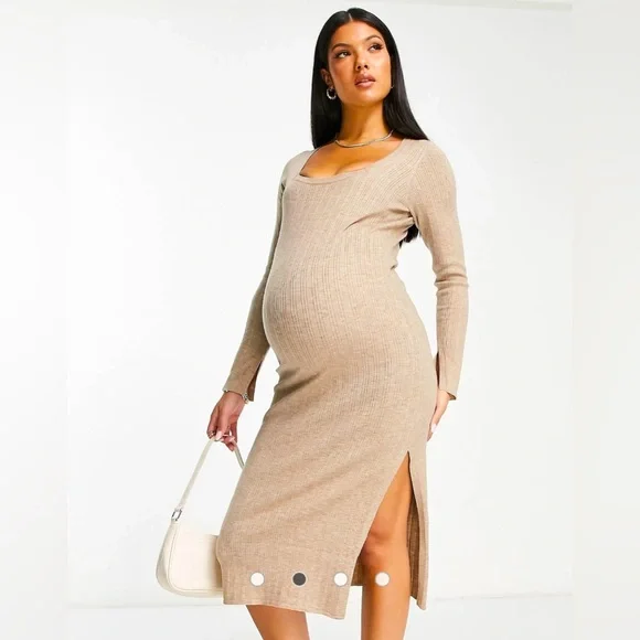 marle knit dress Ripe Maternity Maternity Nella Rib Nursing Knit Dress main image 0
